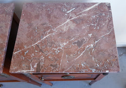 Pair Of French inlaid & Marble Top Bedsides | Antique & Vintage | Moonee Ponds Antiques | Australia Wide Delivery