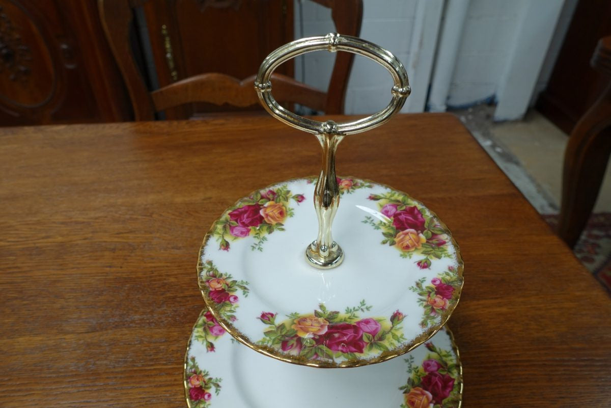 Royal Albert Old Country Roses Two Tier Cake Stand | Antique & Vintage | Moonee Ponds Antiques | Australia Wide Delivery