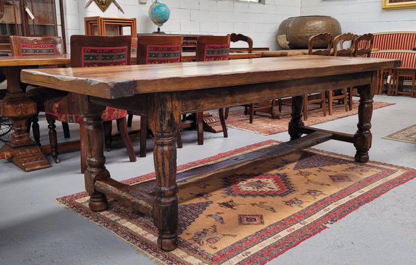 Large impressive 19th century 2.5 meter Antique French Oak farmhouse table. Loads of character with a stunning solid thick top and has a long drawer at one end. Sourced from France and in good original detailed condition.