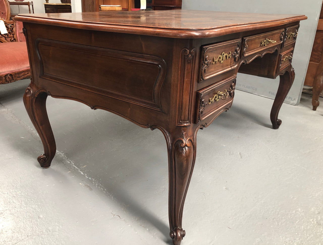 Antique French Walnut & Parquetry Top Louis XV Style Partners Desk | Antique & Vintage | Moonee Ponds Antiques | Australia Wide Delivery