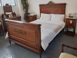 Louis XVI Style Mahogany Queen Size Bed On Original Castors | Antique & Vintage | Moonee Ponds Antiques | Australia Wide Delivery