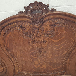 French Oak Louis XV Style Queen Size Bed & Rails