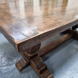 A beautifully carved 19th Century French Oak farmhouse table with a "bulbous base". It is in very good original detailed condition.