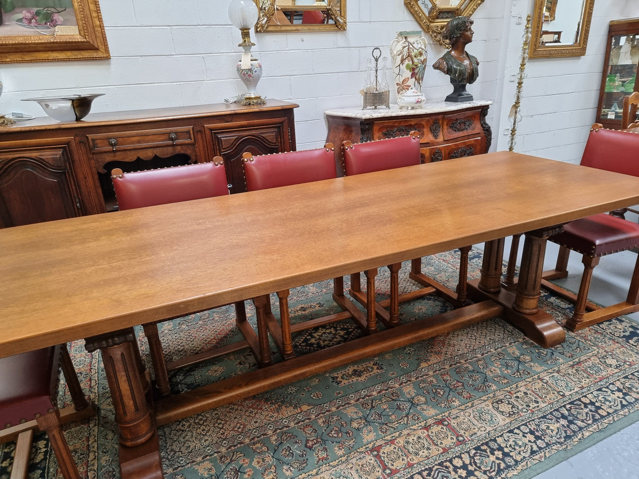 French Oak Double Pedestal Farmhouse Dinning Table | Antique & Vintage | Moonee Ponds Antiques | Australia Wide Delivery