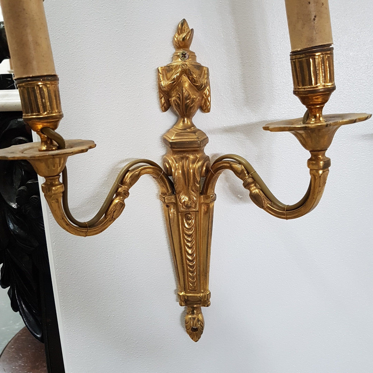 A Pair Of French Empire Style Brass Wall Lights-Sconces | Antique & Vintage | Moonee Ponds Antiques | Australia Wide Delivery