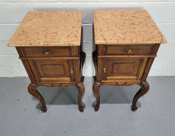 French Oak Louis 15th Style Marble Top Bedside Cabinets | Antique & Vintage | Moonee Ponds Antiques | Australia Wide Delivery