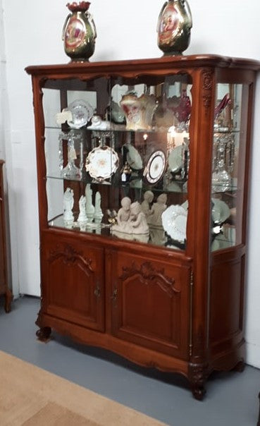 French Cherry Wood Louis XV Style Vitrine