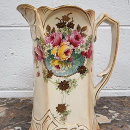 Victorian Tall Jug With Rose & Gilt Decoration