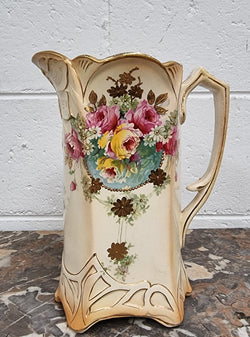 Victorian Tall Jug With Rose & Gilt Decoration | Antique & Vintage | Moonee Ponds Antiques | Australia Wide Delivery