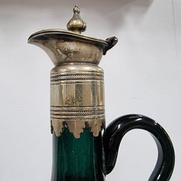 Victorian Hand Blown Green Glass Claret Jug