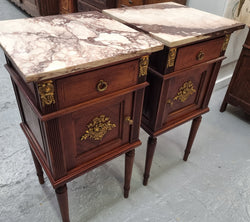 Pair of Louis XVI Style Mahogany Marble Top Bedsides | Antique & Vintage | Moonee Ponds Antiques | Australia Wide Delivery