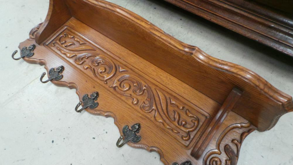 French Oak Coat-Hat Rack With Five Decorative Hooks | Antique & Vintage | Moonee Ponds Antiques | Australia Wide Delivery