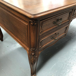 French Oak Louis XV style full partners desk with both sides having five functional drawers. In very good original detailed condition.