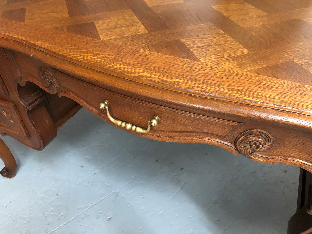 Lovely French oak Louis XVth style desk | Antique & Vintage | Moonee Ponds Antiques | Australia Wide Delivery