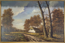 French Oil On Canvas "Cottage Landscape" Painting | Antique & Vintage | Moonee Ponds Antiques | Australia Wide Delivery