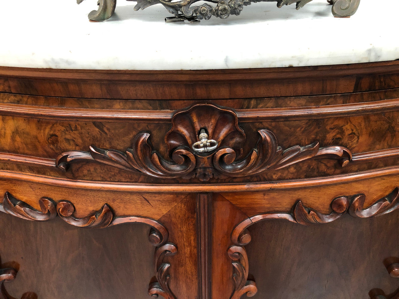 Antique French Figured Walnut Marble Top Buffet | Antique & Vintage | Moonee Ponds Antiques | Australia Wide Delivery
