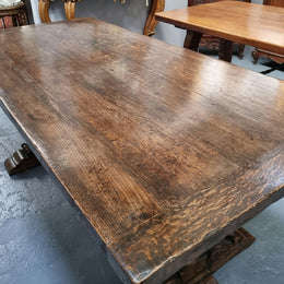 A beautifully carved 19th Century French Oak farmhouse table with a "bulbous base". It is in very good original detailed condition.