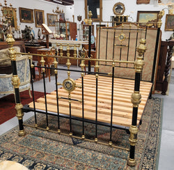 Rare Antique Cast Iron & Brass Queen Size Bed | Antique & Vintage | Moonee Ponds Antiques | Australia Wide Delivery