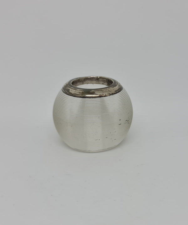 Appealing art deco silver and frosted glass toothpick holder. It is in good original condition.