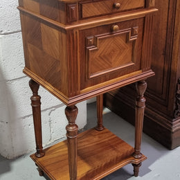 French Walnut Louis XVI Style Single Bedside Cabinet Rouge Marble Top