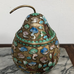 Good Quality Chinese Cloisonne Pear Covered Bowl