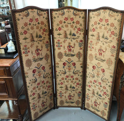 Vintage French Oak 3 Fold Tapestry Covered Privacy Screen | Antique & Vintage | Moonee Ponds Antiques | Australia Wide Delivery