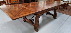 French Spanish Style Oak Parquetry Top Extension Table | Antique & Vintage | Moonee Ponds Antiques | Australia Wide Delivery