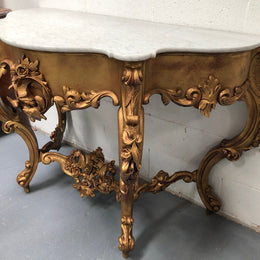 A very grand 19th century French marble top giltwood console. In very good original condition. Circa 1880.
