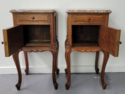 French Louis XV Style Walnut Marble Top Bedside Cabinets | Antique & Vintage | Moonee Ponds Antiques | Australia Wide Delivery
