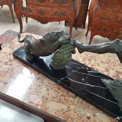 French Art Deco P. Berjean "chasse a la Lionne" Bronze | Antique & Vintage | Moonee Ponds Antiques | Australia Wide Delivery