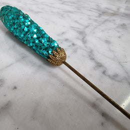 Art Deco Blue Sequin Hat Pin