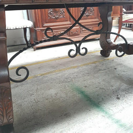 French Oak Spanish Style Parquetry Top Extension Table
