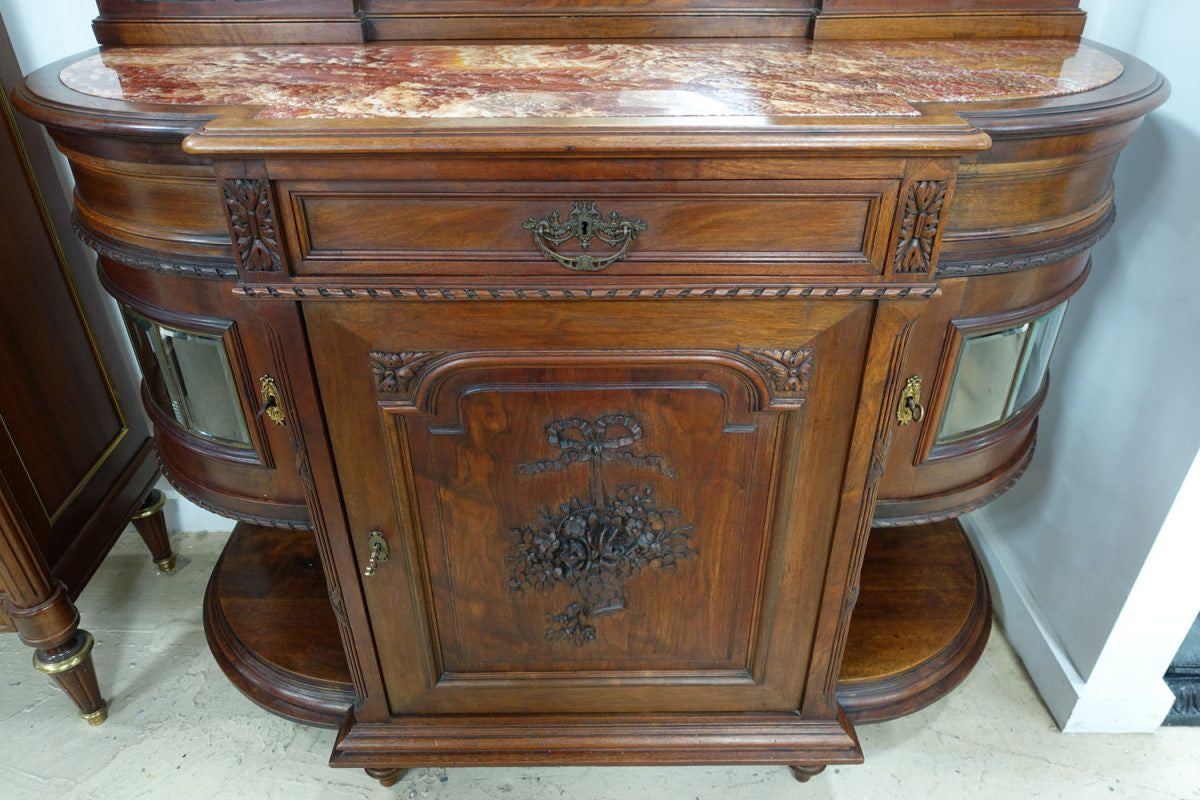 French Walnut Marble Top & Mirror Back Buffet | Antique & Vintage | Moonee Ponds Antiques | Australia Wide Delivery