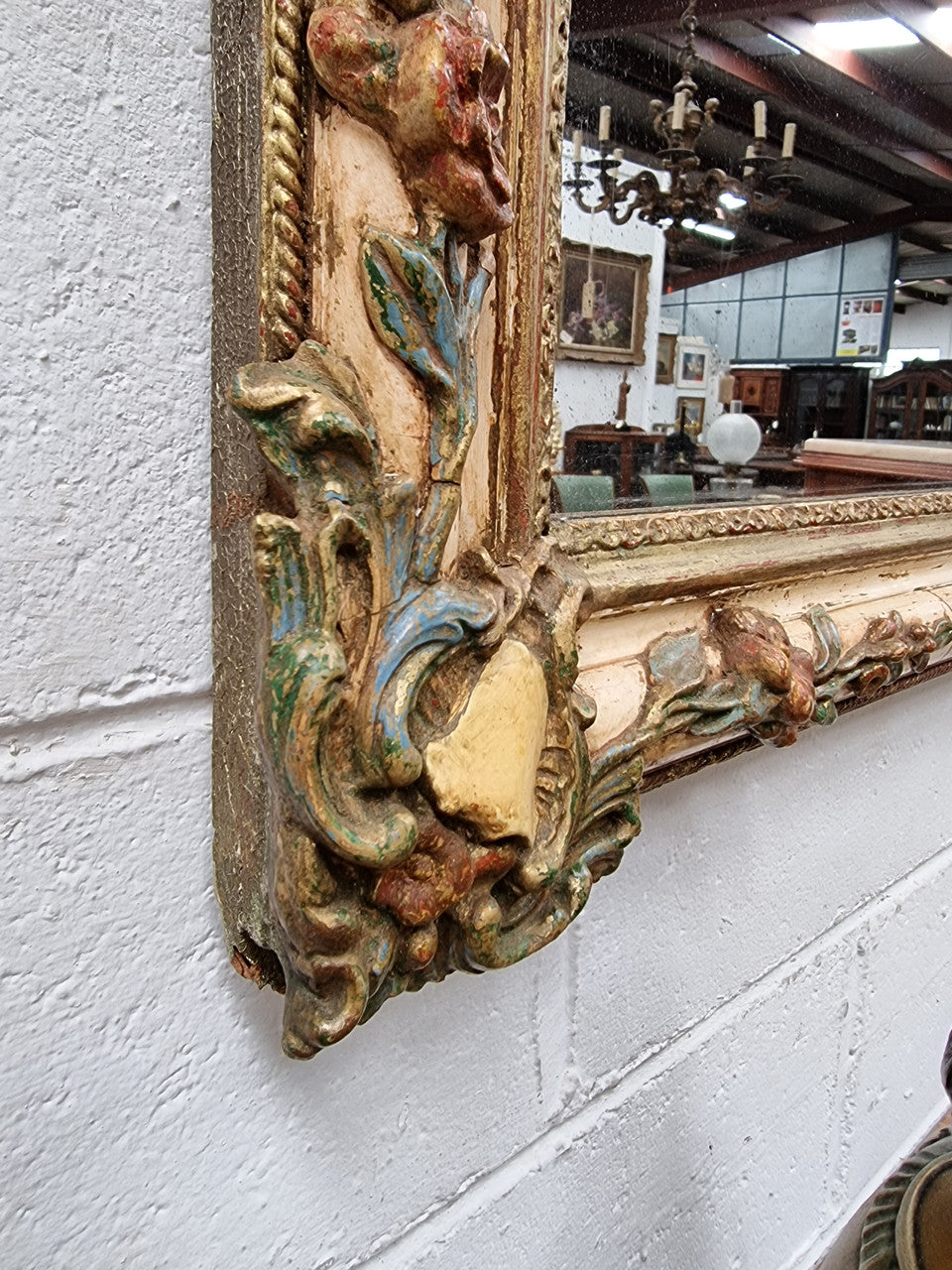 Lovely French 19th century hand painted wall mirror. Sourced from France and in good original detailed condition. Please see photos as it forms part of the description.