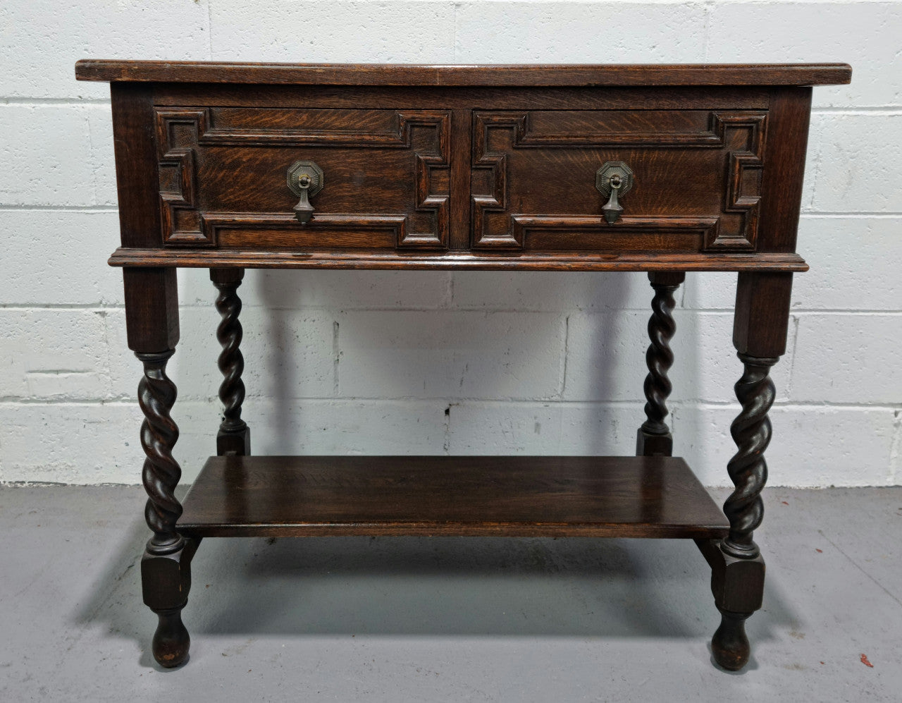 Beautiful Jacobean Style Two Drawer Side Cabinet