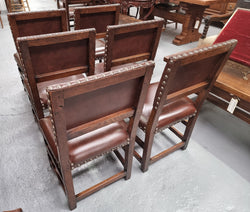 Set of 8 Henry II Style Leather Look Upholstery Dining Chairs Including Two Carvers | Antique & Vintage | Moonee Ponds Antiques | Australia Wide Delivery
