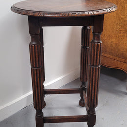 Round Tudor Oak Occasional Table Circ: 1930;s In good detailed condition.
