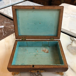 Antique Leather Lockable Trinket Box