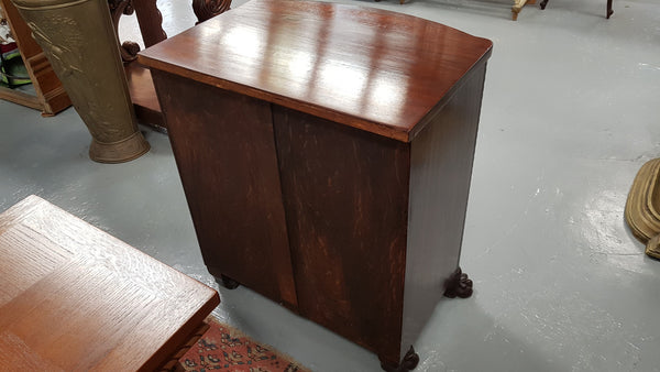 Antique Flame Mahogany Claw Foot Shoe Cupboard