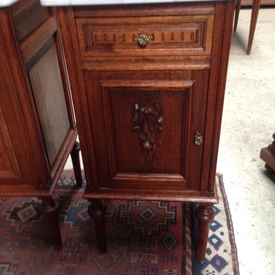 Pair French Marble Top Bedside Cabinets | Antique & Vintage | Moonee Ponds Antiques | Australia Wide Delivery