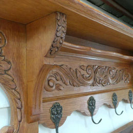 French Oak Wall Coat Rack