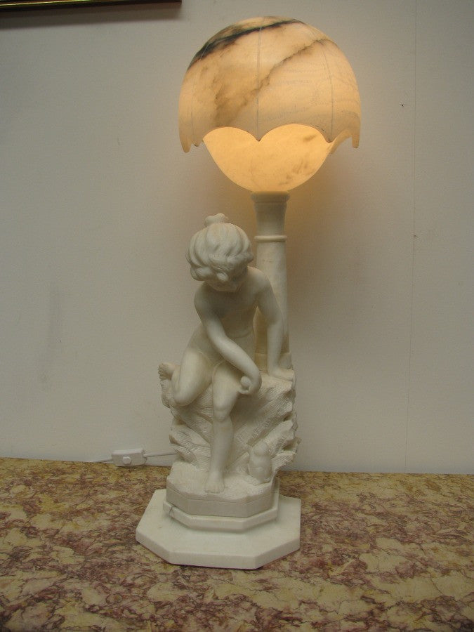 Stunning Alabaster Statue With Lamp