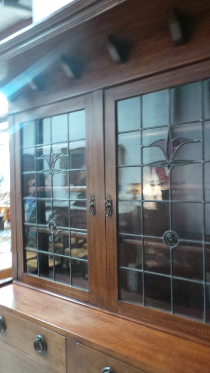Arts and Crafts Lead Light Bookcase | Antique & Vintage | Moonee Ponds Antiques | Australia Wide Delivery