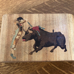 Vintage Wooden Box "Matador & Bull"