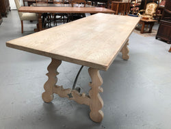 Limed French Oak Farmhouse Table With Decorative Iron Base | Antique & Vintage | Moonee Ponds Antiques | Australia Wide Delivery