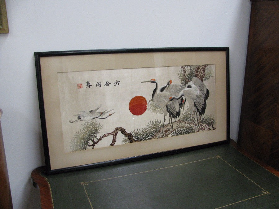 Framed Japanese Silk | Antique & Vintage | Moonee Ponds Antiques | Australia Wide Delivery