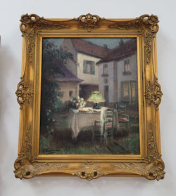 French Antique Oil On Canvas "Garden Scene" In Decorative Gilt Frame | Antique & Vintage | Moonee Ponds Antiques | Australia Wide Delivery