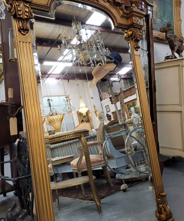 French Louis XVI style Napoleon III (1870’s) gilt mantle mirror. Beautifully carved and decorated with original bevelled mirror showing signs of age. It is in good original detailed condition and has been sourced from France.