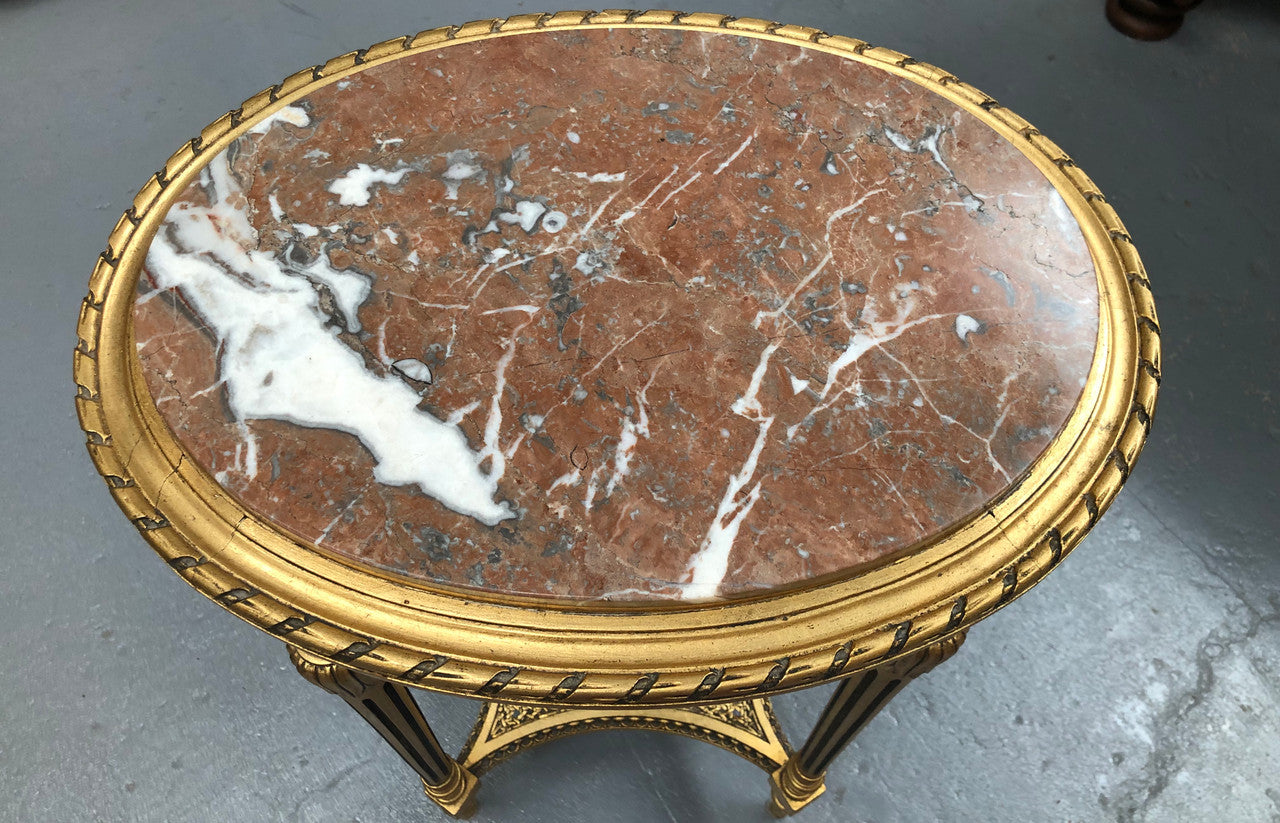Antique French Louis XVI Style Gilt & Ebonized & Marble Top Side Table | Antique & Vintage | Moonee Ponds Antiques | Australia Wide Delivery