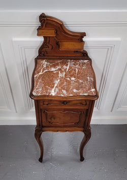 French Louis XV Style Walnut Single Bedside Cupboard with Inset Marble Top | Antique & Vintage | Moonee Ponds Antiques | Australia Wide Delivery